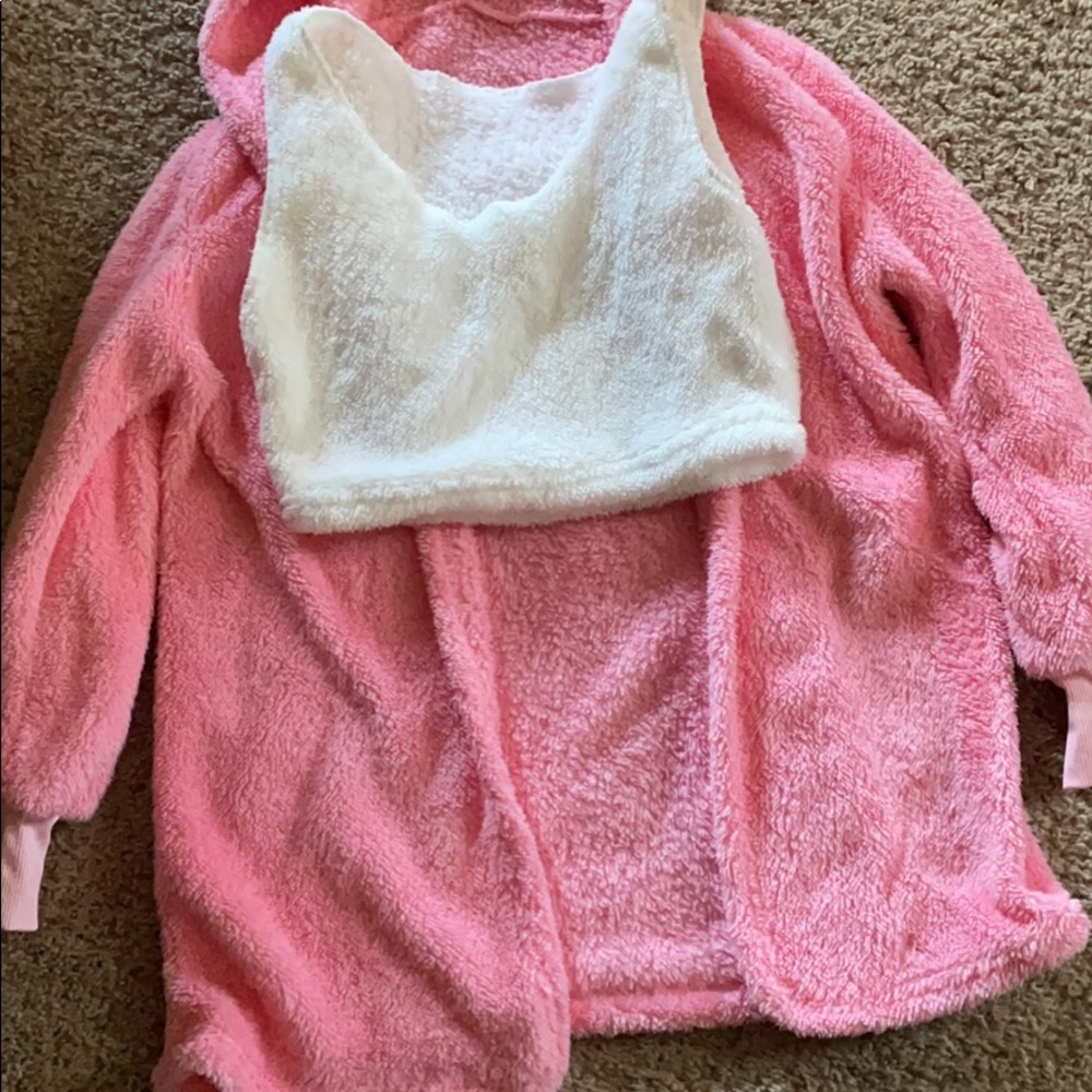 Fuzzy crop top with jacket